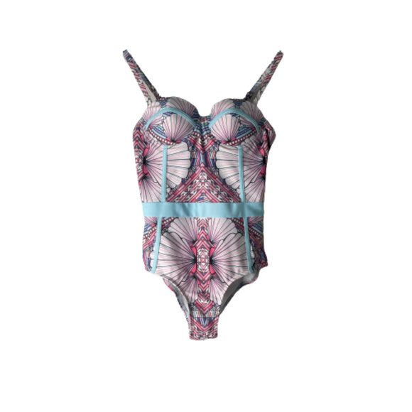 Modcloth Other - High Drive by ModCloth One Piece Bathing Swim Suit Pink Blue S Small